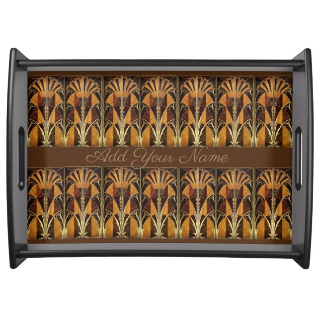 ART DECO INLAID FAN DESIGN SERVING TRAY (Front)