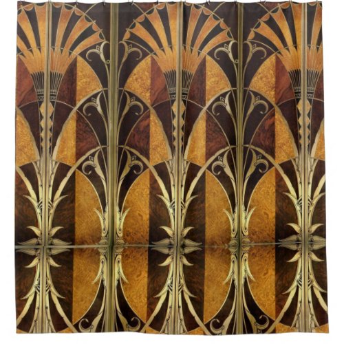 ART DECO INLAID WOOD SHOWER CURTAIN