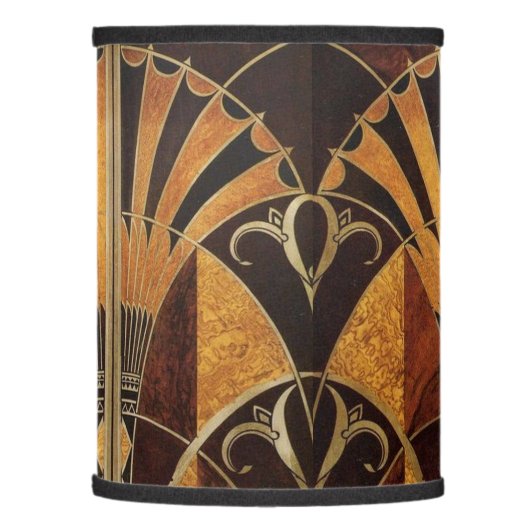ART DECO INLAID WOODWORK 2 LAMP SHADE (Left)