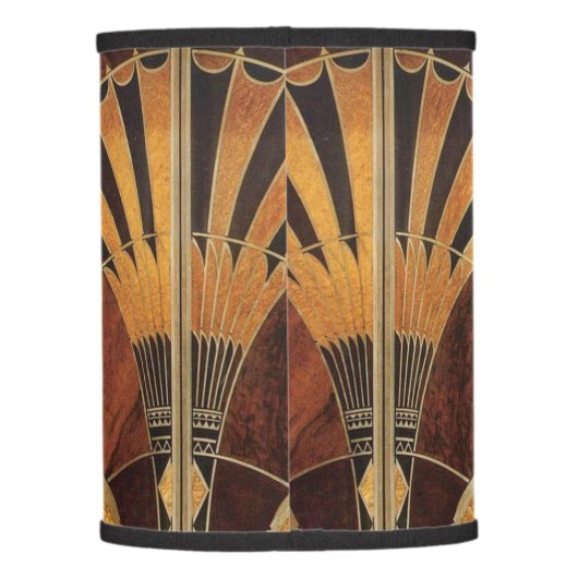 ART DECO INLAID WOODWORK 2 LAMP SHADE (Back)