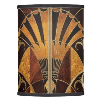 ART DECO INLAID WOODWORK 2 LAMP SHADE