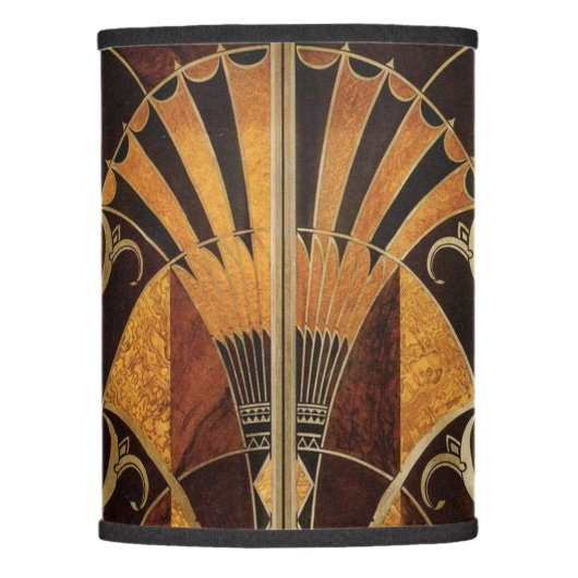 ART DECO INLAID WOODWORK 2 LAMP SHADE (Front)