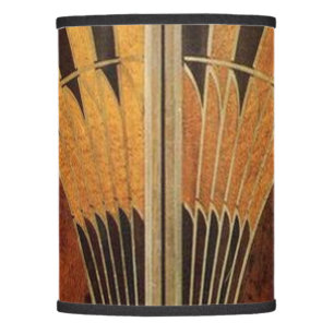 ART DECO INLAID WOODWORK 3 LAMP SHADE