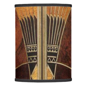 ART DECO INLAID WOODWORK 4 LAMP SHADE