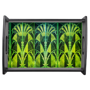 ART DECO INLAID WOODWORK 7 SERVING TRAY