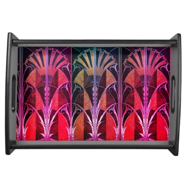 ART DECO INLAID WOODWORK 8 SERVING TRAY (Front)