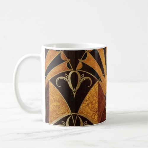 ART DECO INLAID WOODWORK COFFEE MUG