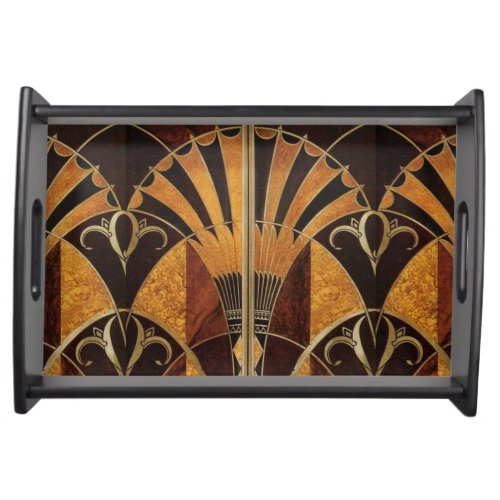 ART DECO INLAID WOODWORK SERVING TRAY