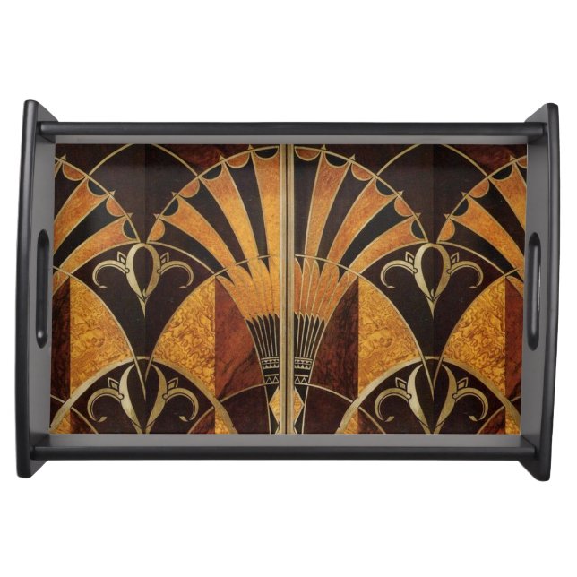 ART DECO INLAID WOODWORK SERVING TRAY (Front)