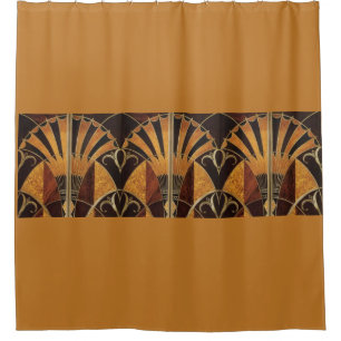 ART DECO INLAID WOODWORK SHOWER CURTAIN