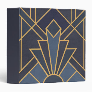 Art Deco inspiration in blue and gold 3 Ring Binder