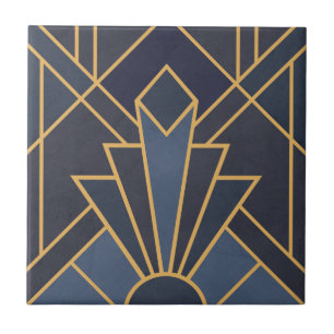 Art Deco inspiration in blue and gold Ceramic Tile