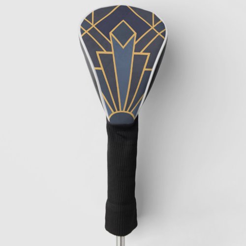 Art Deco inspiration in blue and gold Golf Head Cover