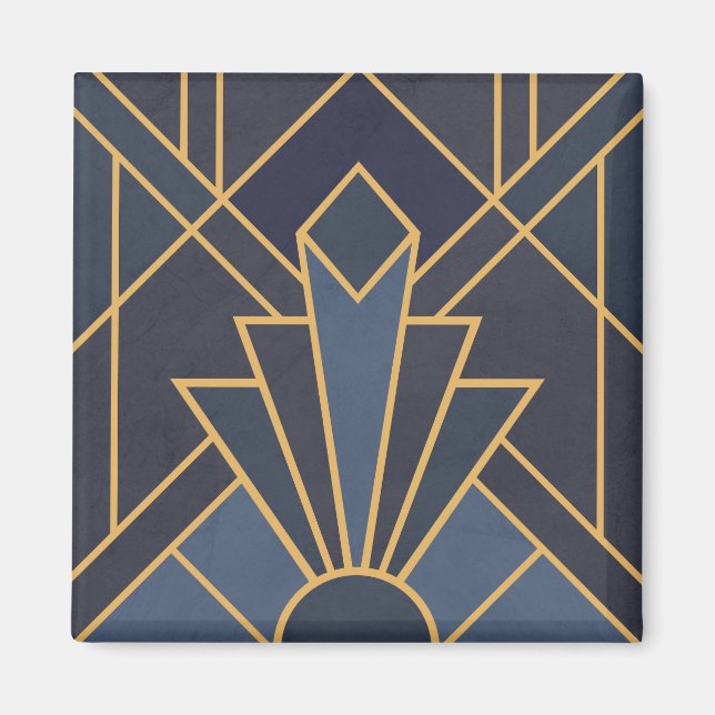 Art Deco inspiration in blue and gold Magnet (Front)