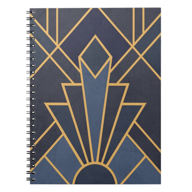 Art Deco inspiration in blue and gold Notebook (Front)