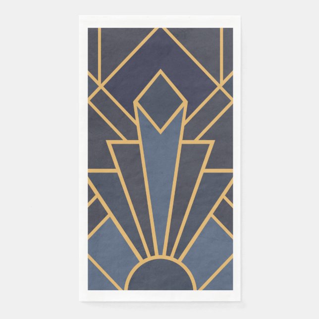 Art Deco inspiration in blue and gold Paper Guest Towels (Front)