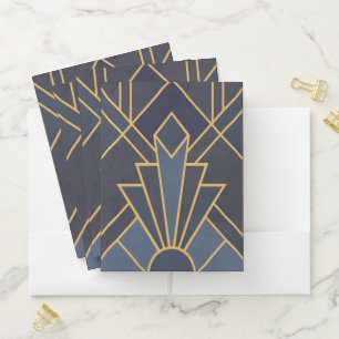 Art Deco inspiration in blue and gold Pocket Folder