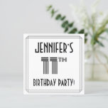 [ Thumbnail: Art Deco Inspired 11th Birthday Party, Custom Name Invitation ]