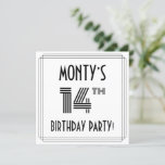 [ Thumbnail: Art Deco Inspired 14th Birthday Party, Custom Name Invitation ]