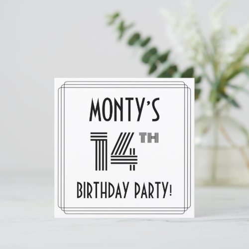 Art Deco Inspired 14th Birthday Party Custom Name Invitation