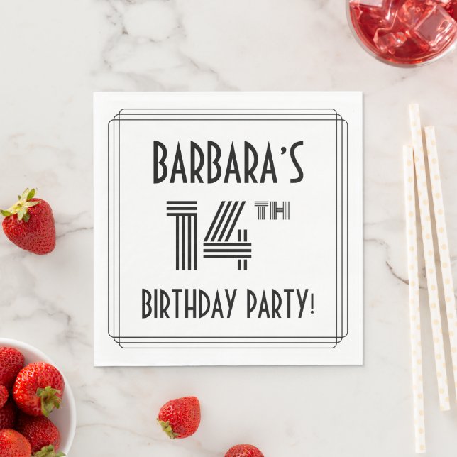 Art Deco Inspired 14th Birthday Party, Custom Name Napkins (Insitu)