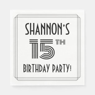 Art Deco Inspired 15th Birthday Party, Custom Name Napkins