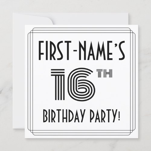 Art Deco Inspired 16th Birthday Party, Custom Name