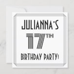[ Thumbnail: Art Deco Inspired 17th Birthday Party, Custom Name Invitation ]