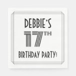 [ Thumbnail: Art Deco Inspired 17th Birthday Party, Custom Name Napkins ]