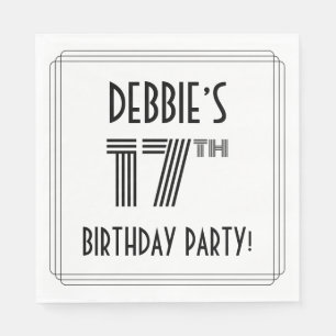 Art Deco Inspired 17th Birthday Party, Custom Name Napkins
