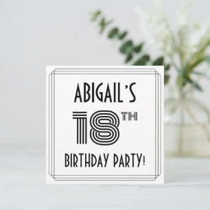 Art Deco Inspired 18th Birthday Party, Custom Name Invitation