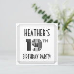 [ Thumbnail: Art Deco Inspired 19th Birthday Party, Custom Name Invitation ]