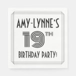 [ Thumbnail: Art Deco Inspired 19th Birthday Party, Custom Name Napkins ]
