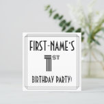 [ Thumbnail: Art Deco Inspired 1st Birthday Party, Custom Name Invitation ]