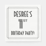 [ Thumbnail: Art Deco Inspired 1st Birthday Party, Custom Name Napkins ]