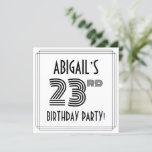 [ Thumbnail: Art Deco Inspired 23rd Birthday Party, Custom Name Invitation ]