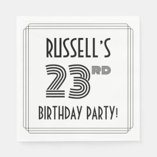 Art Deco Inspired 23rd Birthday Party, Custom Name Napkins