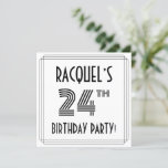 [ Thumbnail: Art Deco Inspired 24th Birthday Party, Custom Name Invitation ]