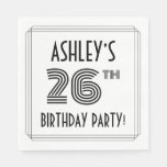 [ Thumbnail: Art Deco Inspired 26th Birthday Party, Custom Name Napkins ]