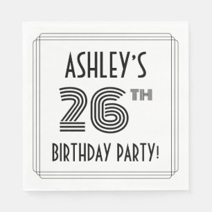 Art Deco Inspired 26th Birthday Party, Custom Name Napkins