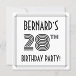 [ Thumbnail: Art Deco Inspired 28th Birthday Party, Custom Name Invitation ]
