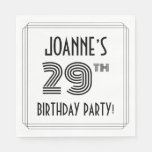 [ Thumbnail: Art Deco Inspired 29th Birthday Party, Custom Name Napkins ]