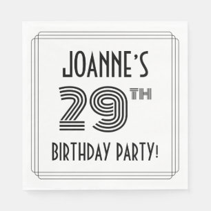 Art Deco Inspired 29th Birthday Party, Custom Name Napkins