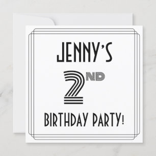 Art Deco Inspired 2nd Birthday Party, Custom Name Invitation