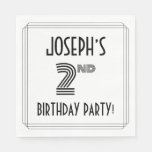 [ Thumbnail: Art Deco Inspired 2nd Birthday Party, Custom Name Napkins ]