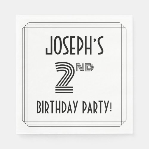 Art Deco Inspired 2nd Birthday Party Custom Name Napkins