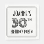 [ Thumbnail: Art Deco Inspired 30th Birthday Party, Custom Name Napkins ]