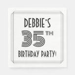 [ Thumbnail: Art Deco Inspired 35th Birthday Party, Custom Name Napkins ]