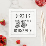 [ Thumbnail: Art Deco Inspired 36th Birthday Party, Custom Name Napkins ]