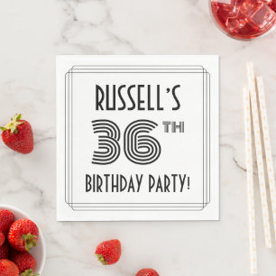 Art Deco Inspired 36th Birthday Party, Custom Name Napkins